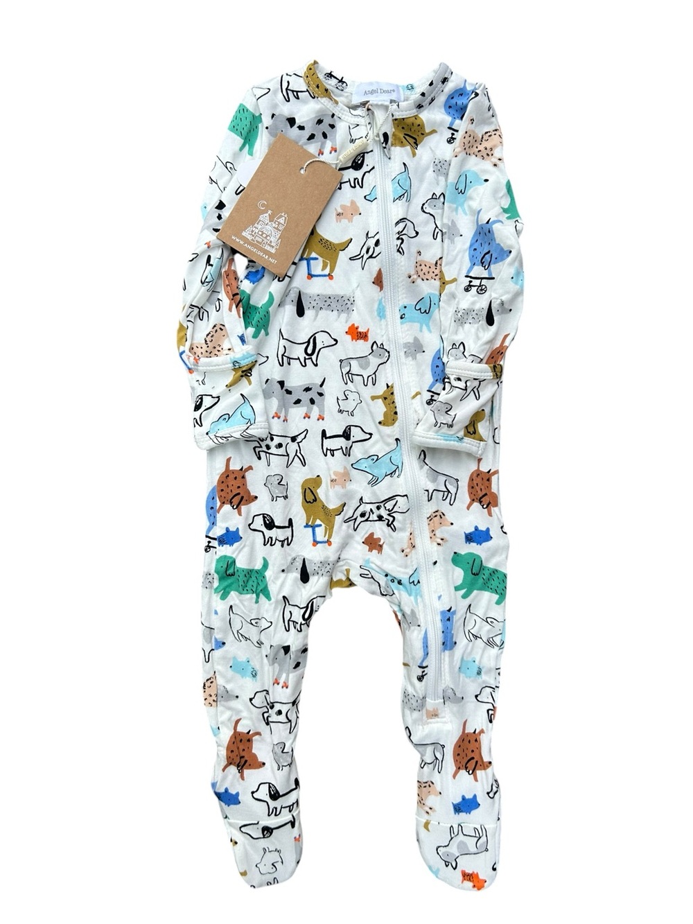 Angel Dear Colorful Dog Print Footie Pajamas Size 3-6 Months NWT